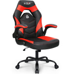 N-GEN Video Gaming Computer Chair Ergonomic Office Chair Desk Chair with Lumbar Support Flip Up Arms Adjustable Height Swivel PU Leather Executive with Wheels for Adults Women Men (Red) Furniture NEO CHAIR 