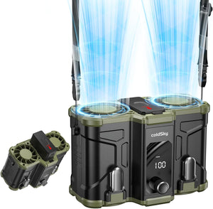 New 2025 Portable Waist Clip-On Fan Powered Hand Fans & Misters OwensAssetFund Gifts Large (10,000mAh) Green 