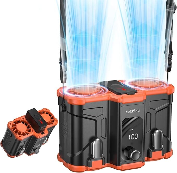 New 2025 Portable Waist Clip-On Fan Powered Hand Fans & Misters OwensAssetFund Gifts Large (10,000mAh) Orange 