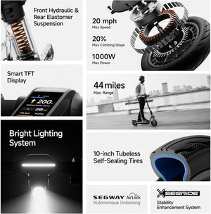 Ninebot F3 Electric Scooter Bundle, up to 20 MPH, 44-Mile Range E-Scooters Segway 