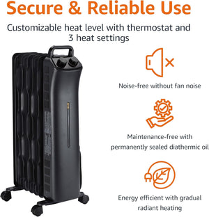 Portable Radiator Heater 1500W, Black Heating Radiators OwensAssetFund Gifts 