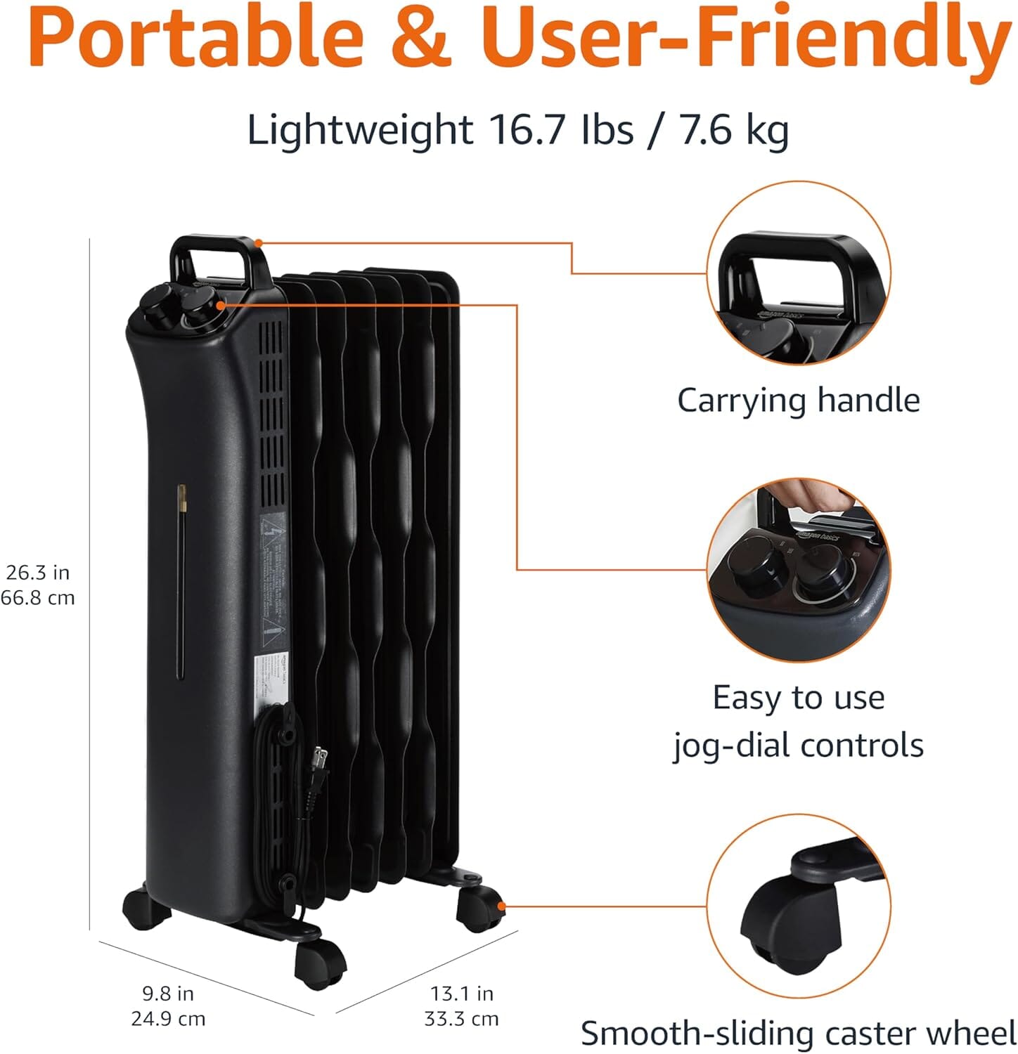 Portable Radiator Heater 1500W, Black Heating Radiators OwensAssetFund Gifts 