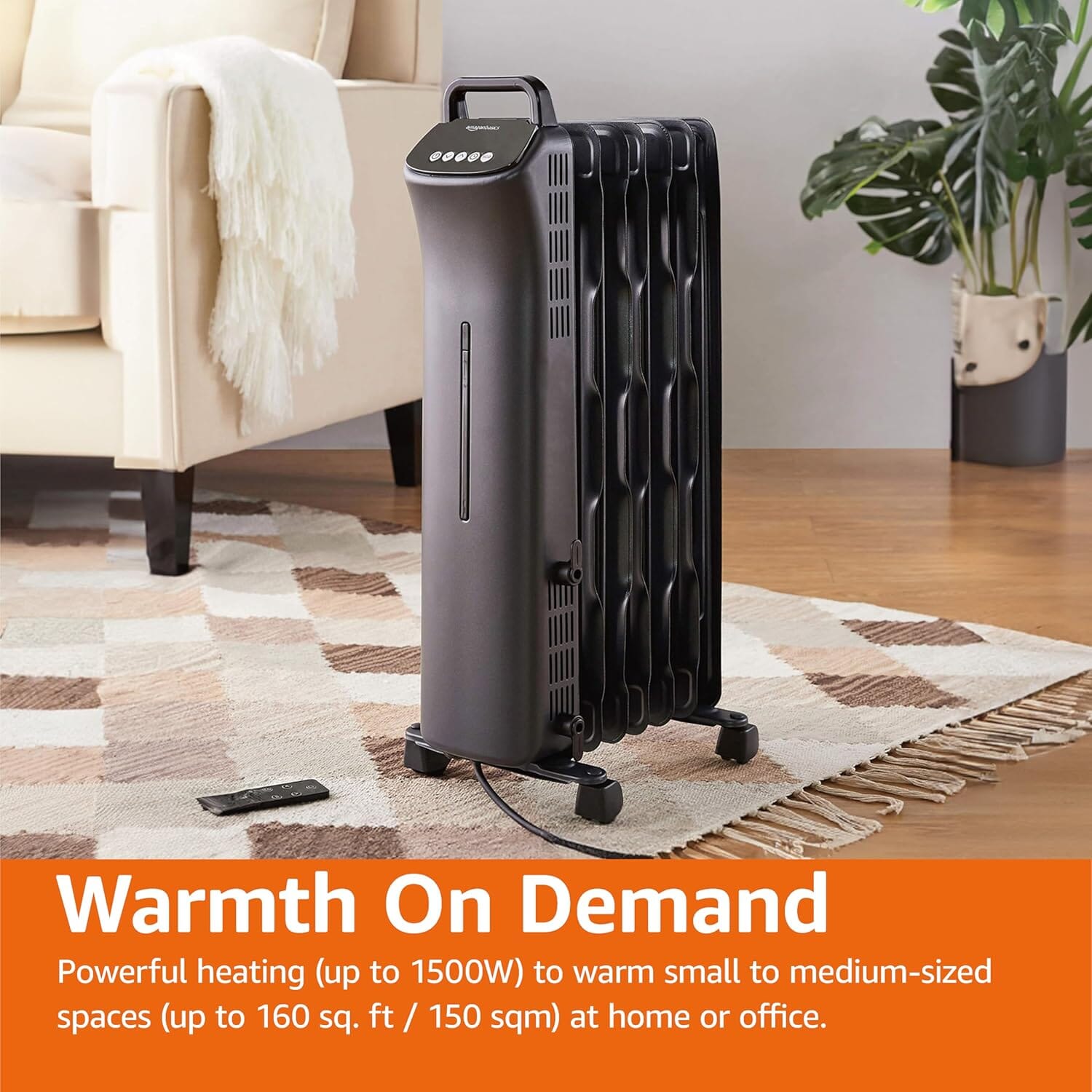 Portable Radiator Heater with Remote Control 1500W, Black Heating Radiators OwensAssetFund Gifts 