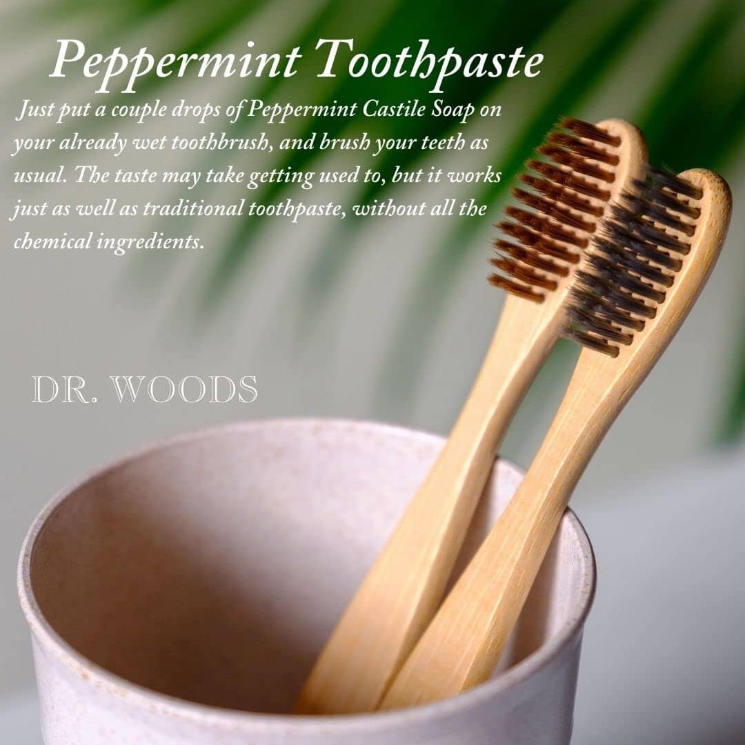 Pure Peppermint Liquid Castile Soap with Organic Shea Butter, 32 Ounce (Pack of 2) Bath Additives Dr. Woods 