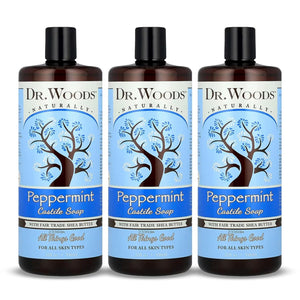 Pure Peppermint Liquid Castile Soap with Organic Shea Butter, 32 Ounce (Pack of 2) Bath Additives Dr. Woods Pack of 3 