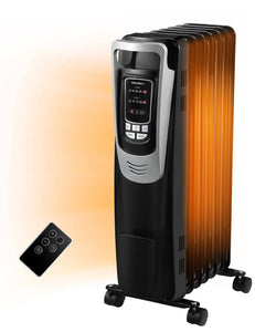 Radiator Heater with Remote, Thermostat & LED Display, Silver Home PELONIS 