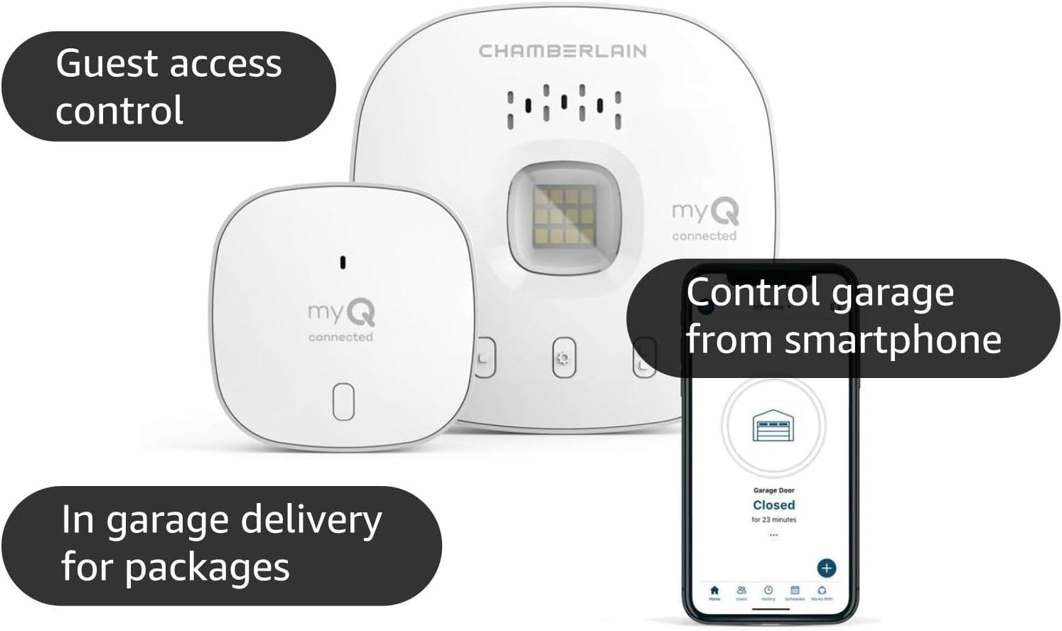 Smart Garage Control, White Garage Door Keypads & Remotes CHAMBERLAIN 