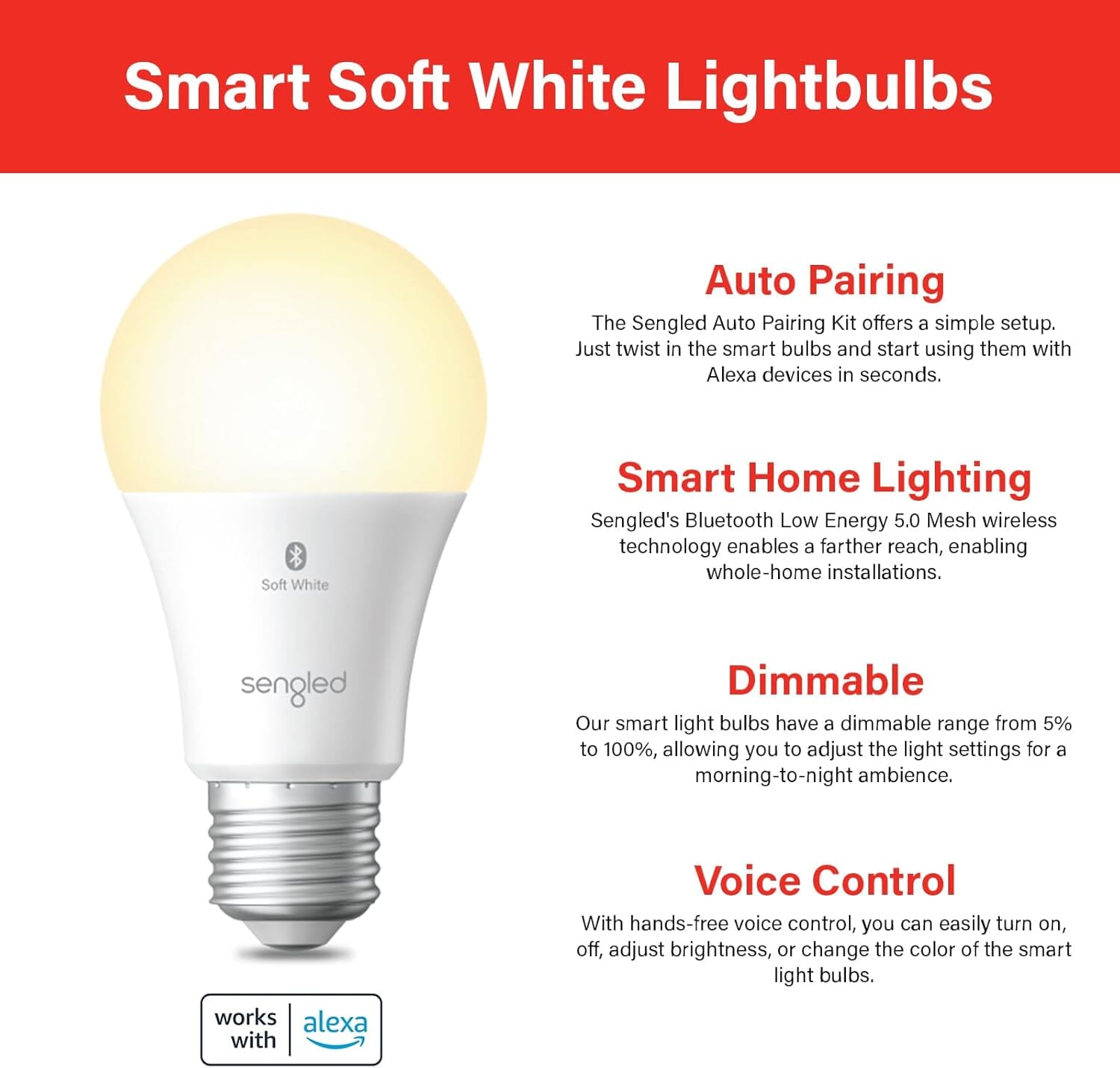 Smart Light Bulbs, 6 Count (Pack of 2) LED Light Bulbs Sengled 