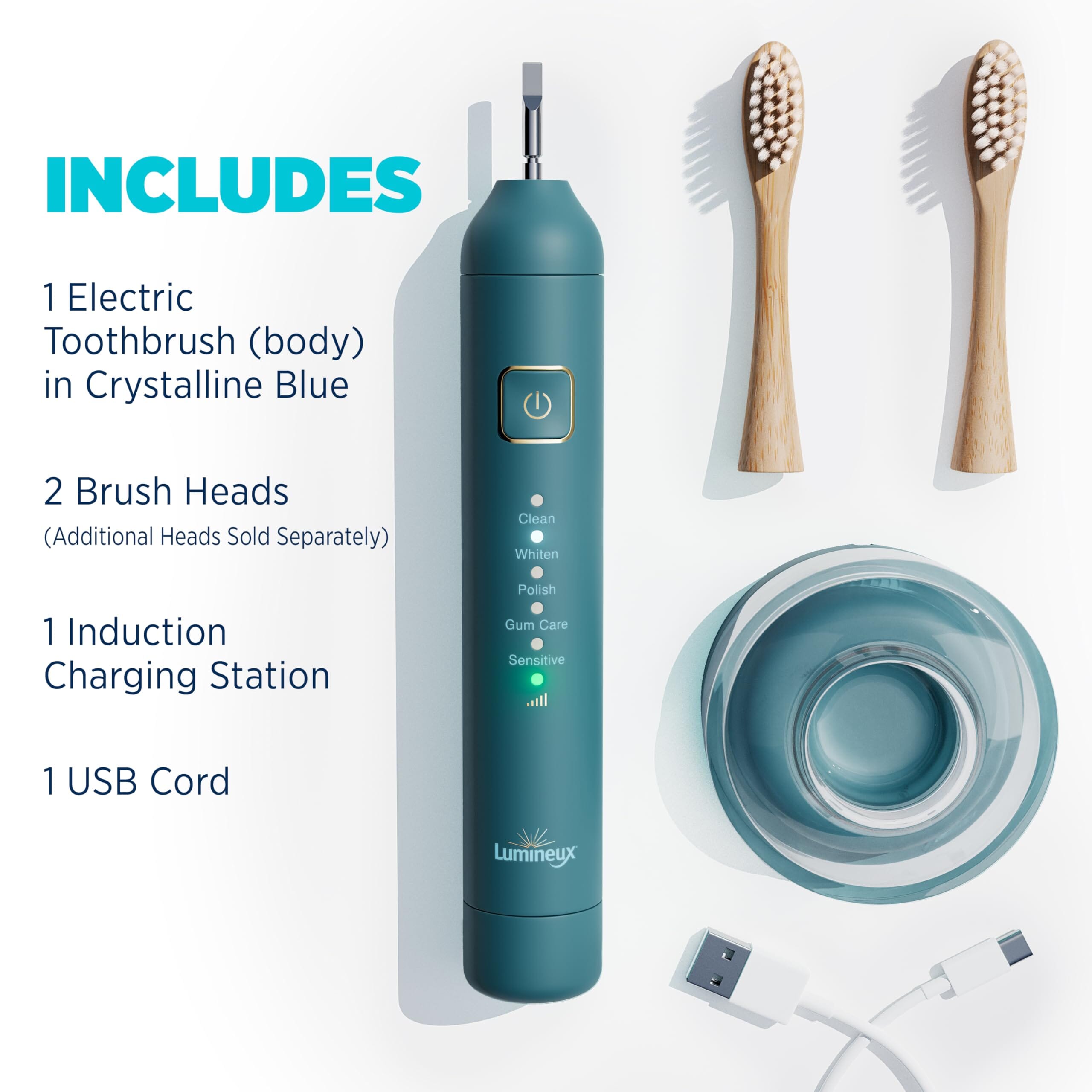 Sonic Electric Toothbrush for Adults - Bamboo Heads -Deep Ocean (Blue) Beauty Lumineux 