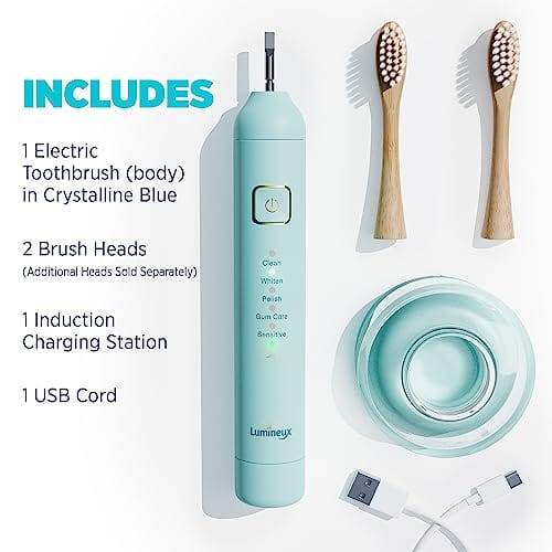 Sonic Electric Toothbrush with Bamboo Heads - Crystalline (Light Blue) Beauty Lumineux 