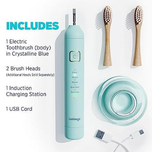 Sonic Electric Toothbrush with Bamboo Heads - Crystalline (Light Blue) Beauty Lumineux 