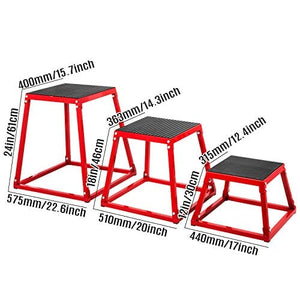 VEVOR Plyometric Platform Box Fitness Jump Height Box Set (12/18/24inch/Red) Plyometric Jump Box VEVOR 