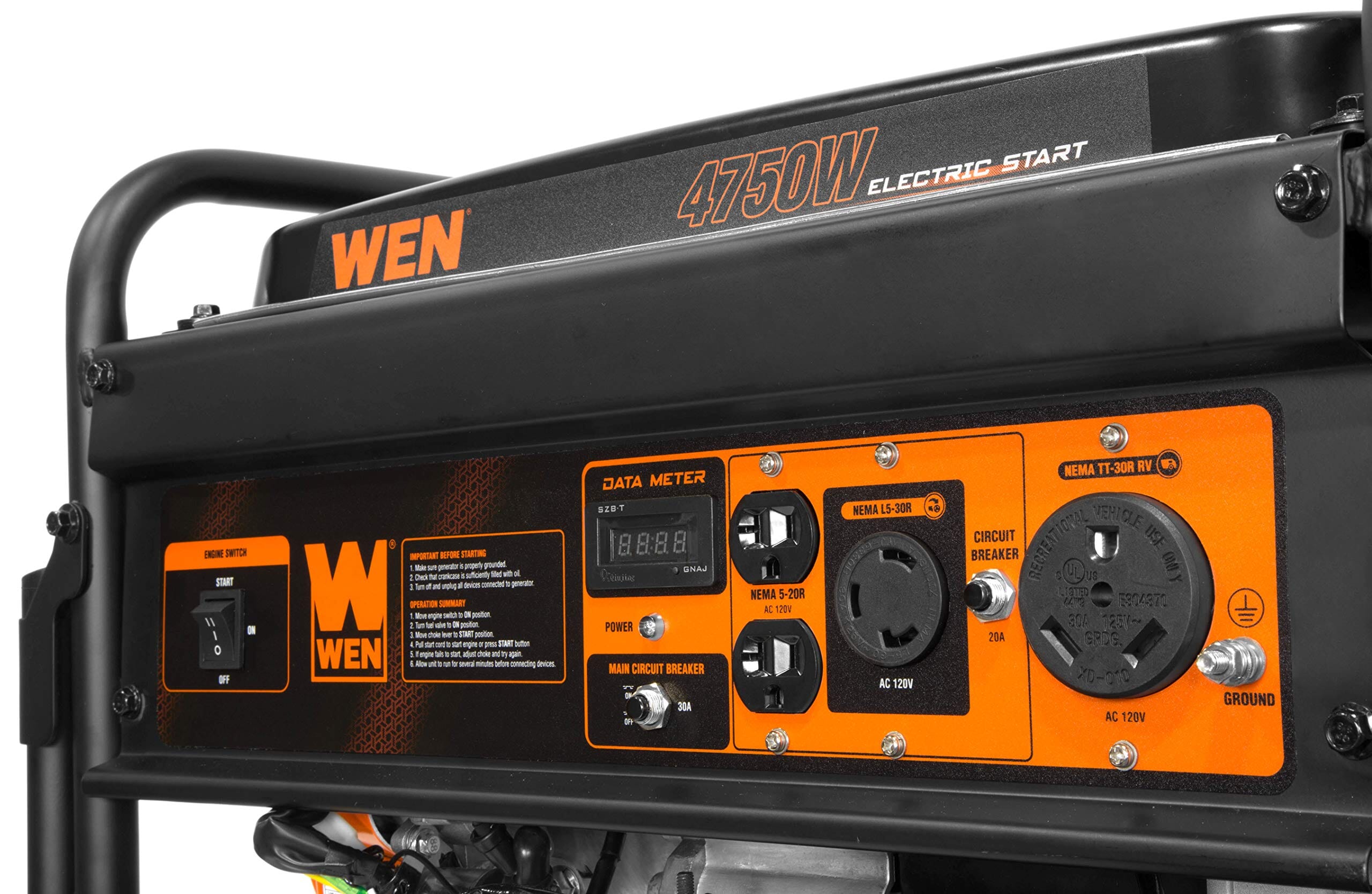 WEN 56475 4750-Watt Portable Generator with Electric Start Lawn & Patio WEN 